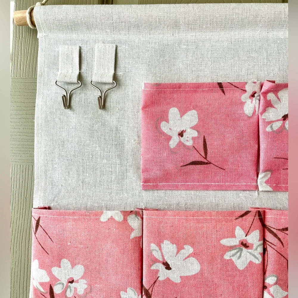 Pink and White Hanging Wall Organizer